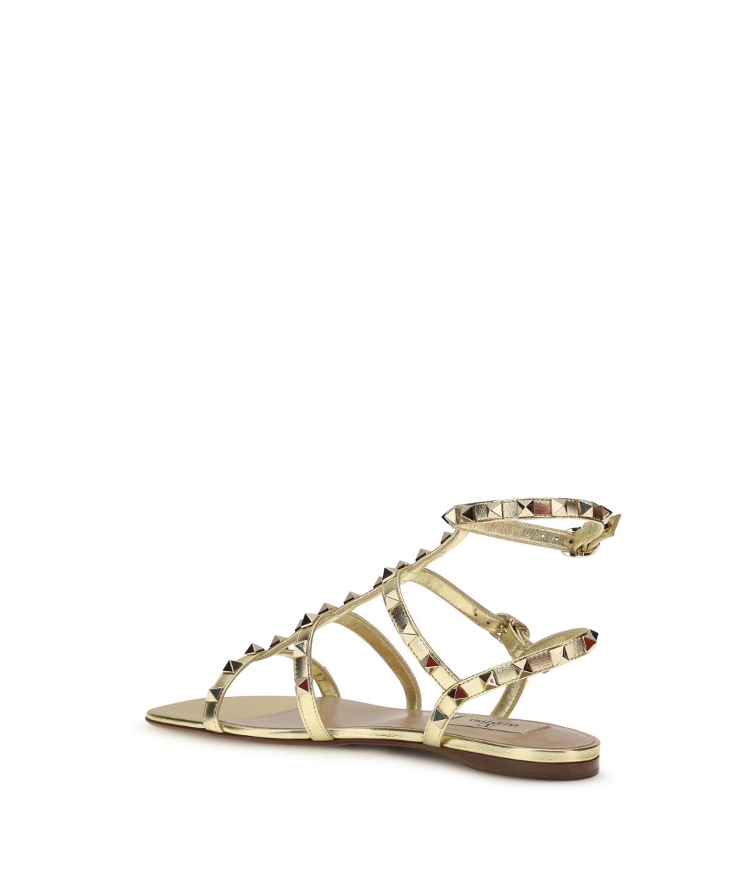 VALENTINO Золотые кожаные сандалии, фото 3