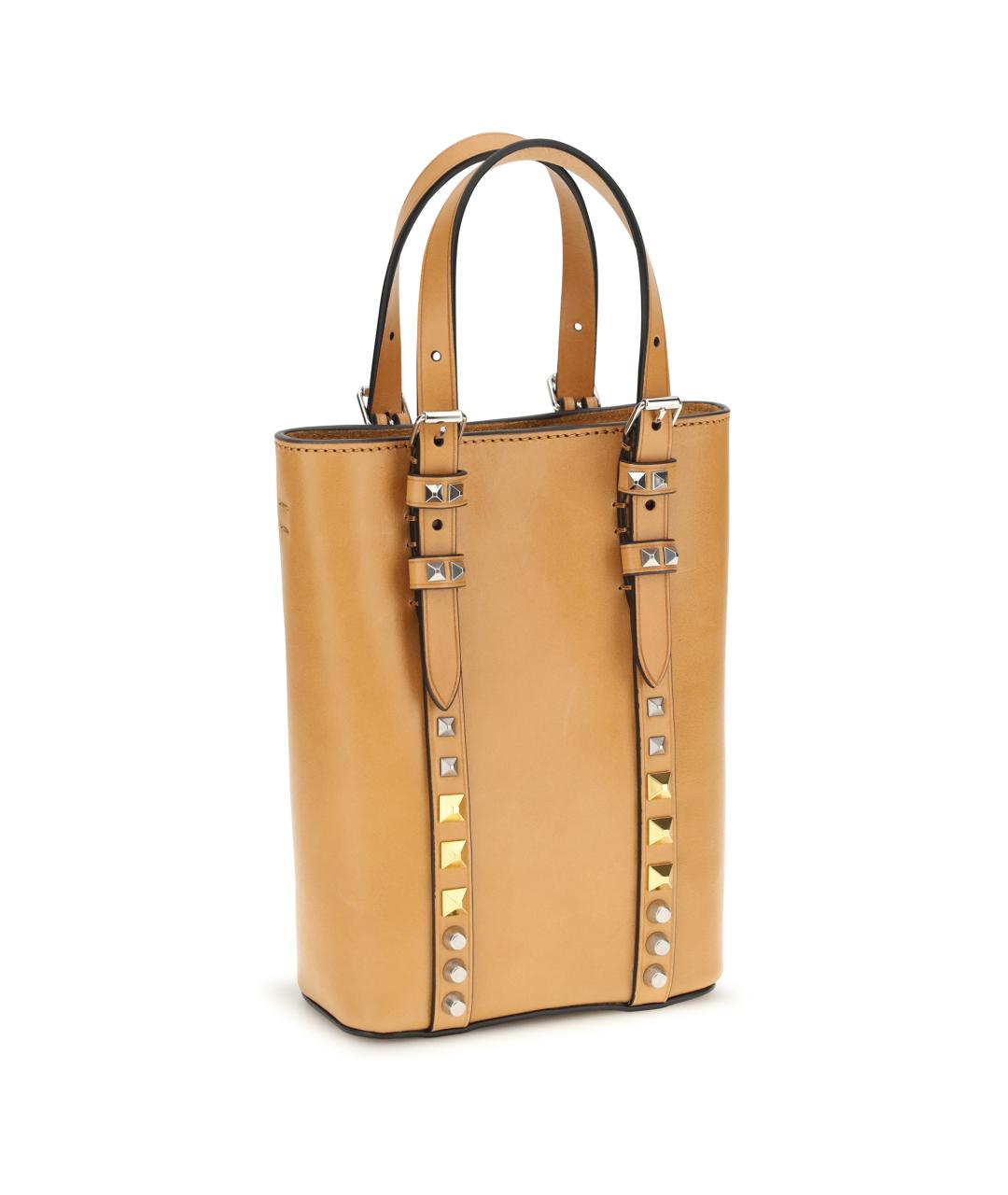 VALENTINO Бежевая кожаная сумка тоут, фото 3