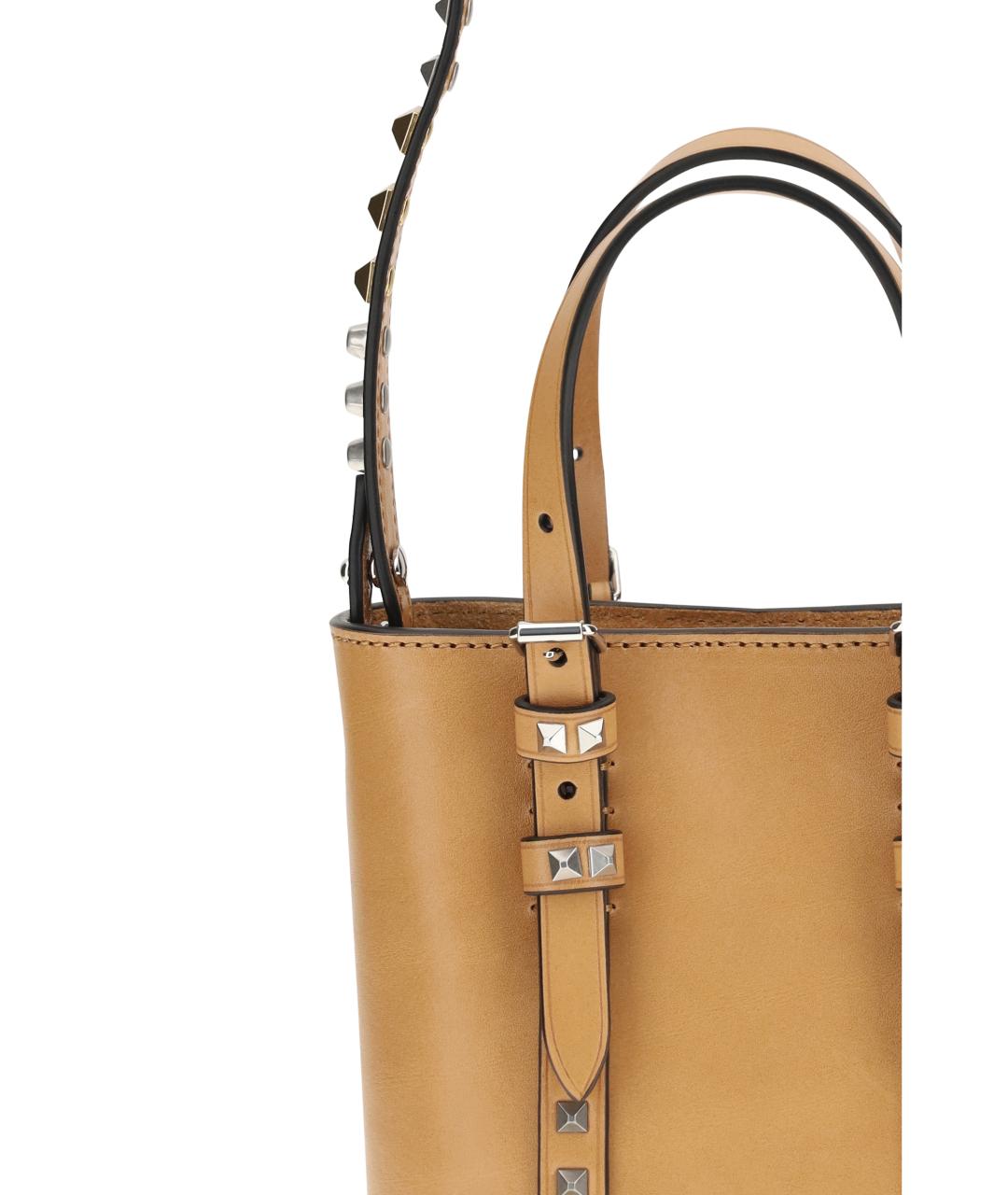 VALENTINO Бежевая кожаная сумка тоут, фото 4