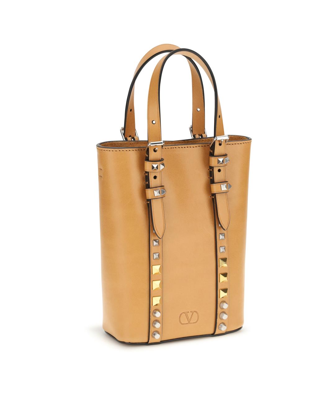 VALENTINO Бежевая кожаная сумка тоут, фото 2