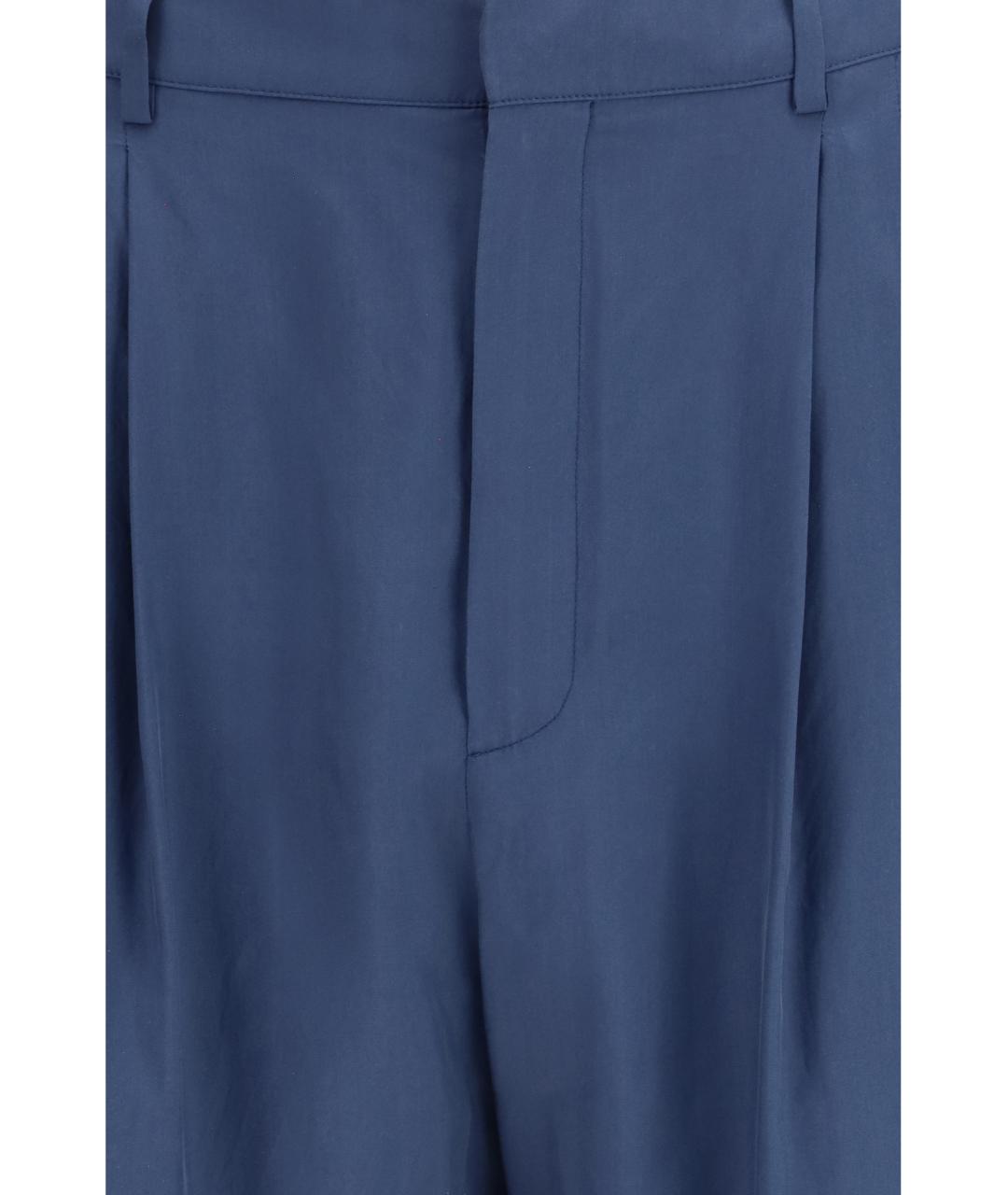 SAINT LAURENT Синие шелковые повседневные брюки, фото 3