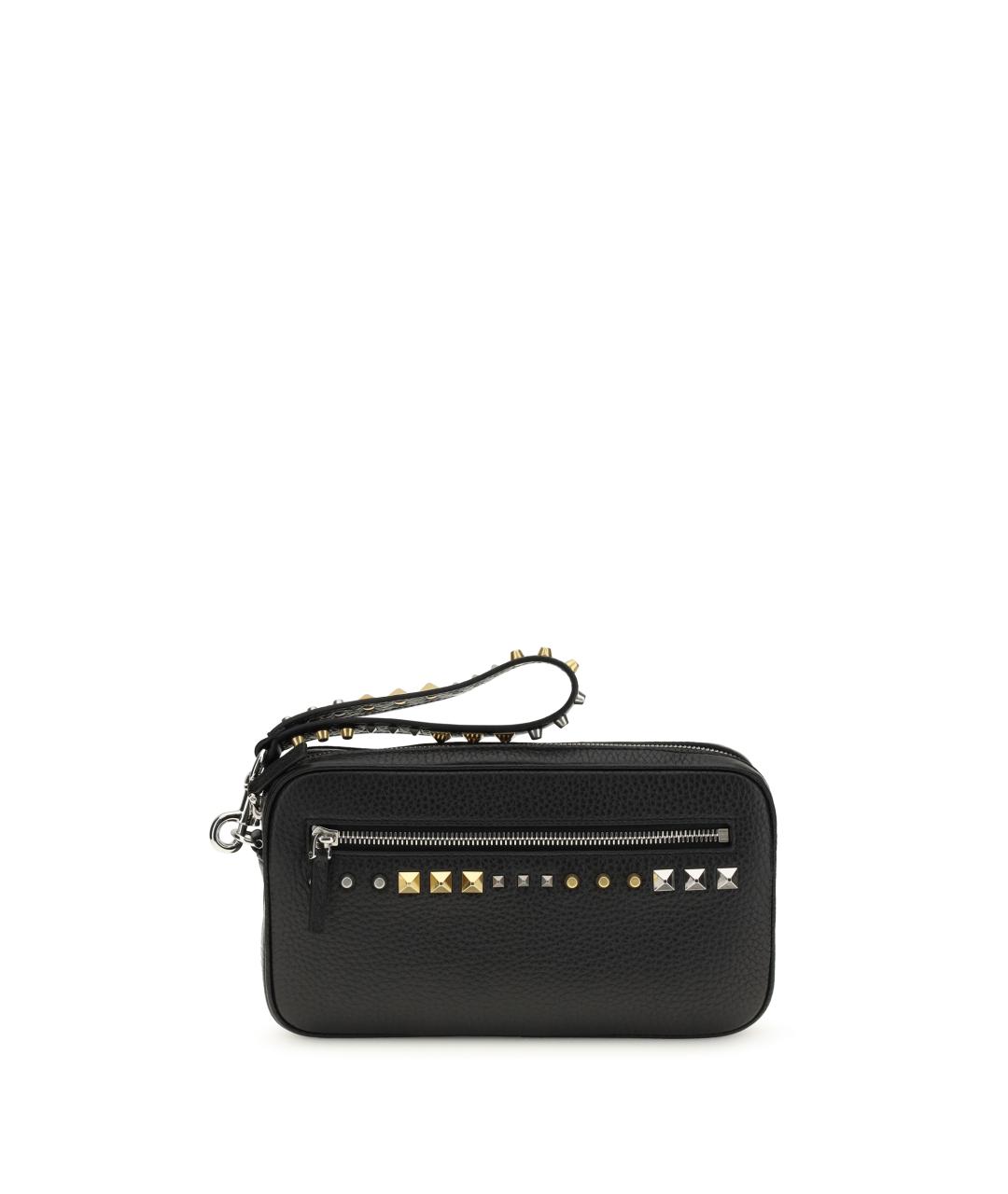 VALENTINO Черная кожаная барсетка, фото 1