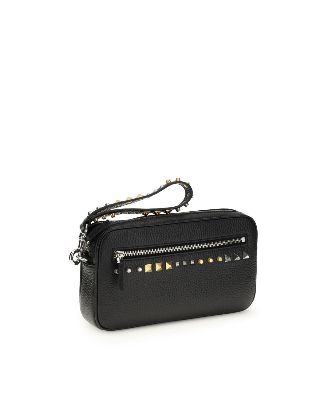 VALENTINO Черная кожаная барсетка, фото 2