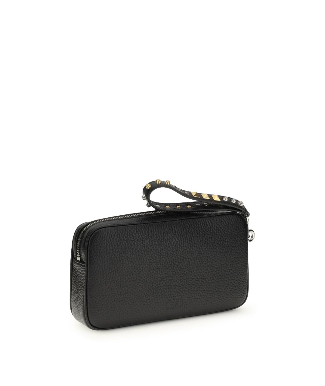 VALENTINO Черная кожаная барсетка, фото 3
