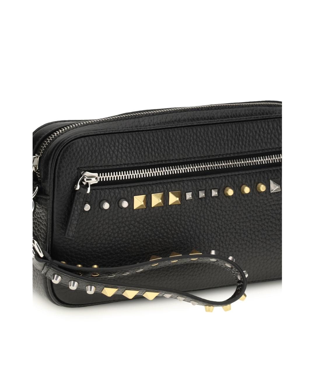 VALENTINO Черная кожаная барсетка, фото 4