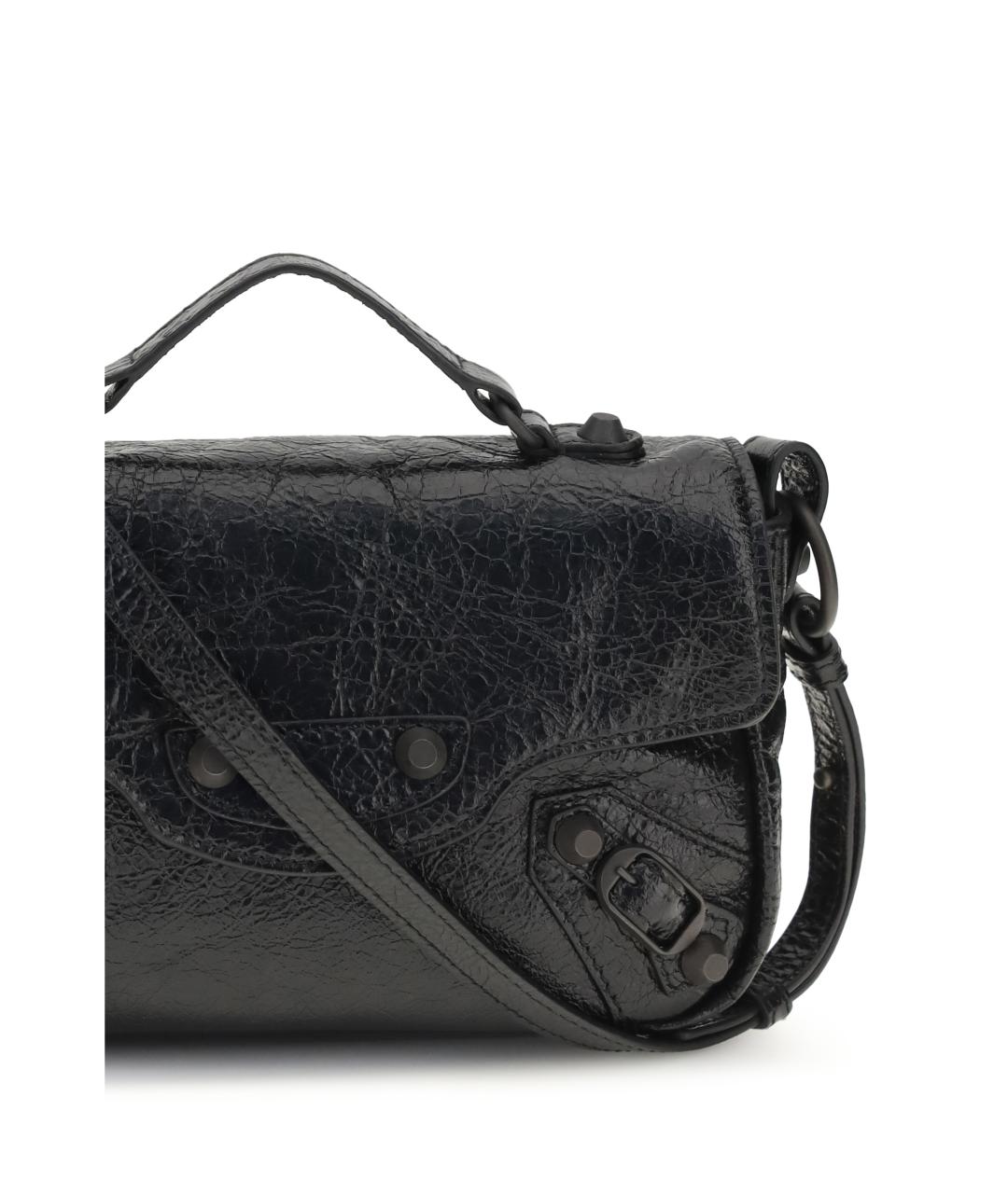 BALENCIAGA Черная кожаная сумка через плечо, фото 4