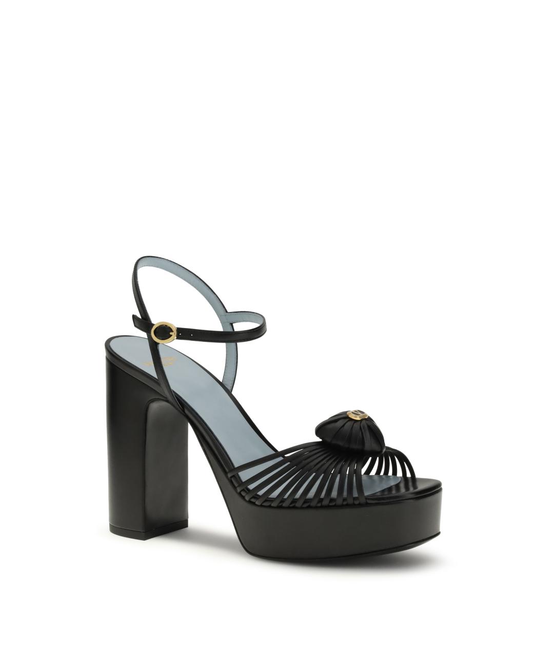 VALENTINO Черные кожаные босоножки, фото 2