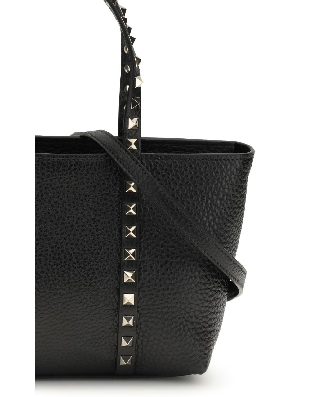 VALENTINO Черная кожаная сумка тоут, фото 4