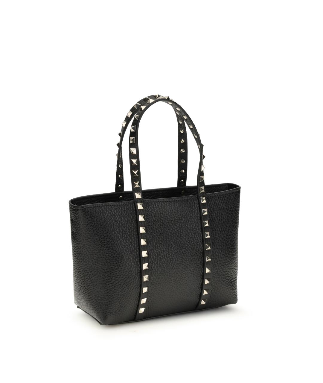 VALENTINO Черная кожаная сумка тоут, фото 2