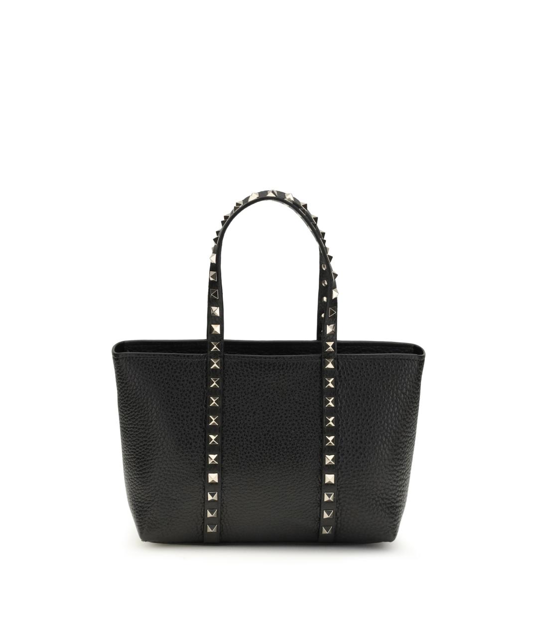 VALENTINO Черная кожаная сумка тоут, фото 1