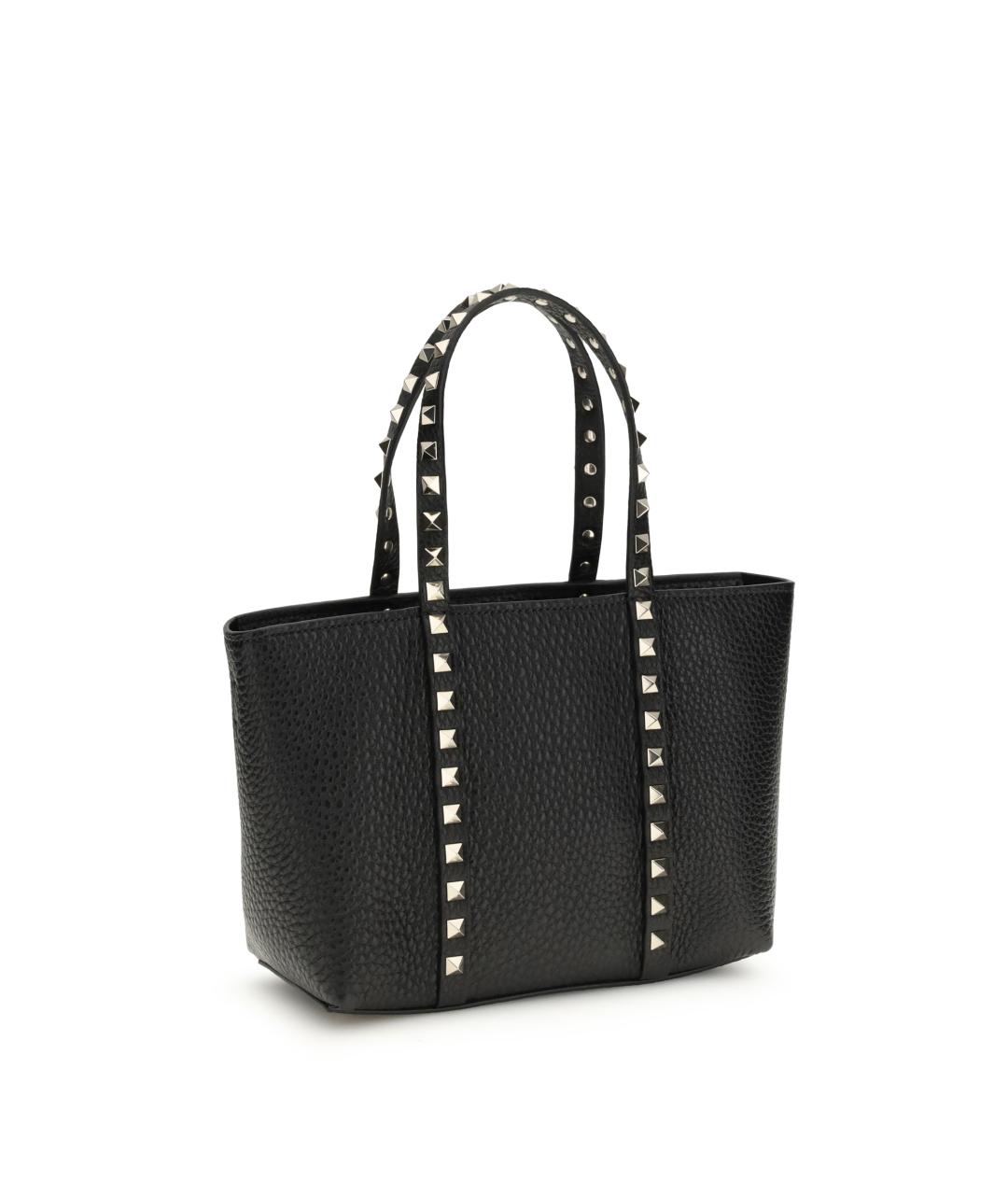 VALENTINO Черная кожаная сумка тоут, фото 3