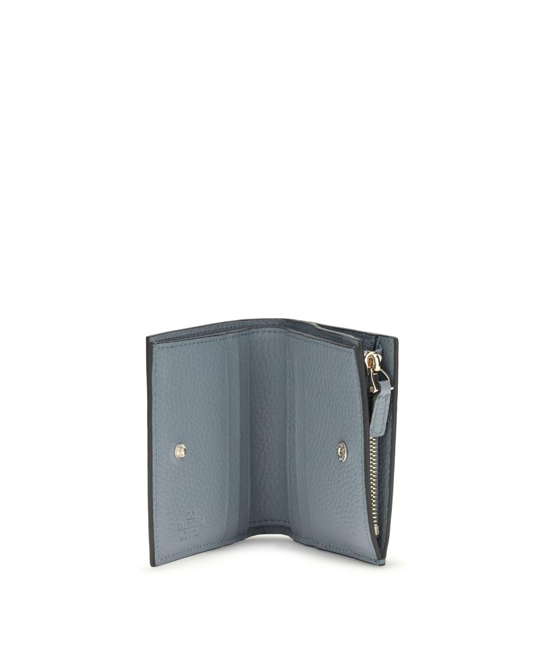 VALENTINO Голубой кожаный кошелек, фото 3