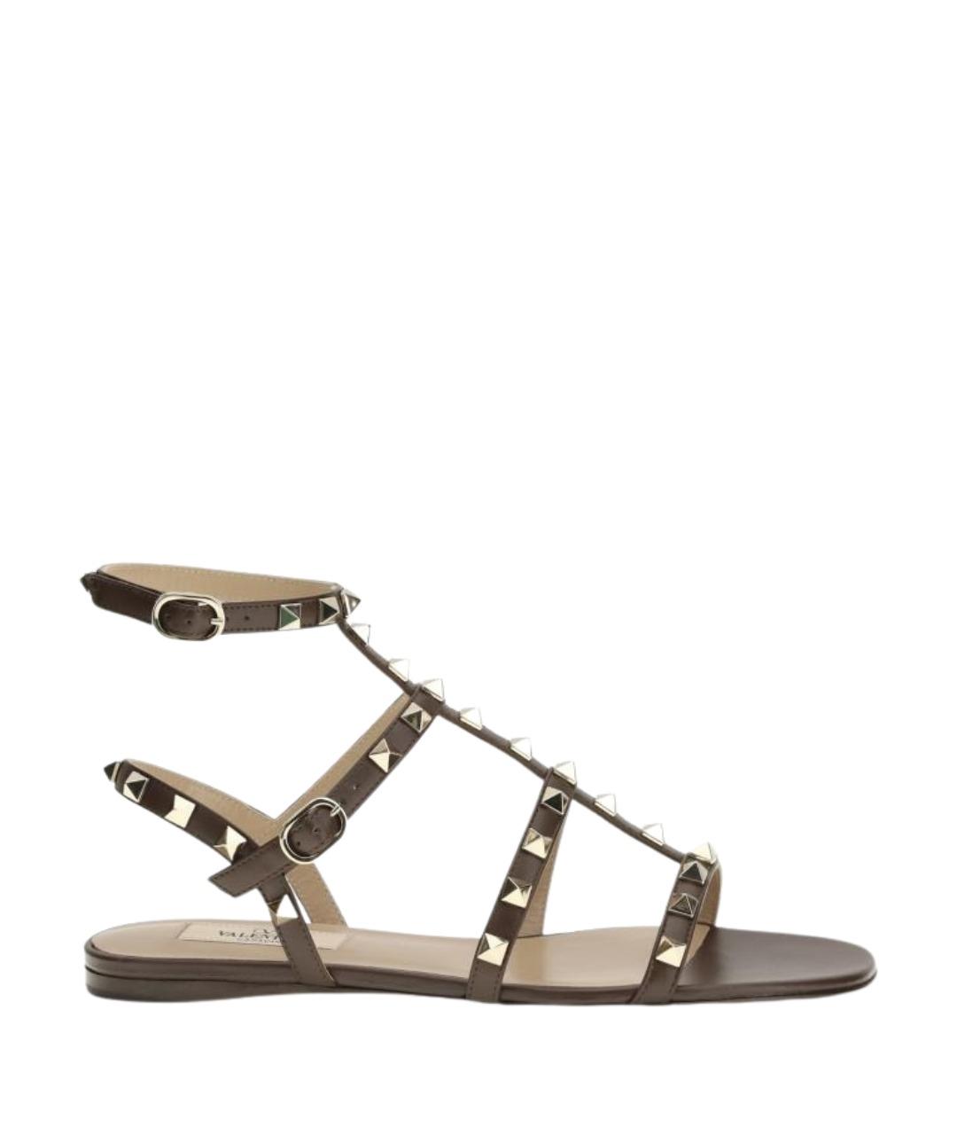 VALENTINO Коричневые кожаные сандалии, фото 1