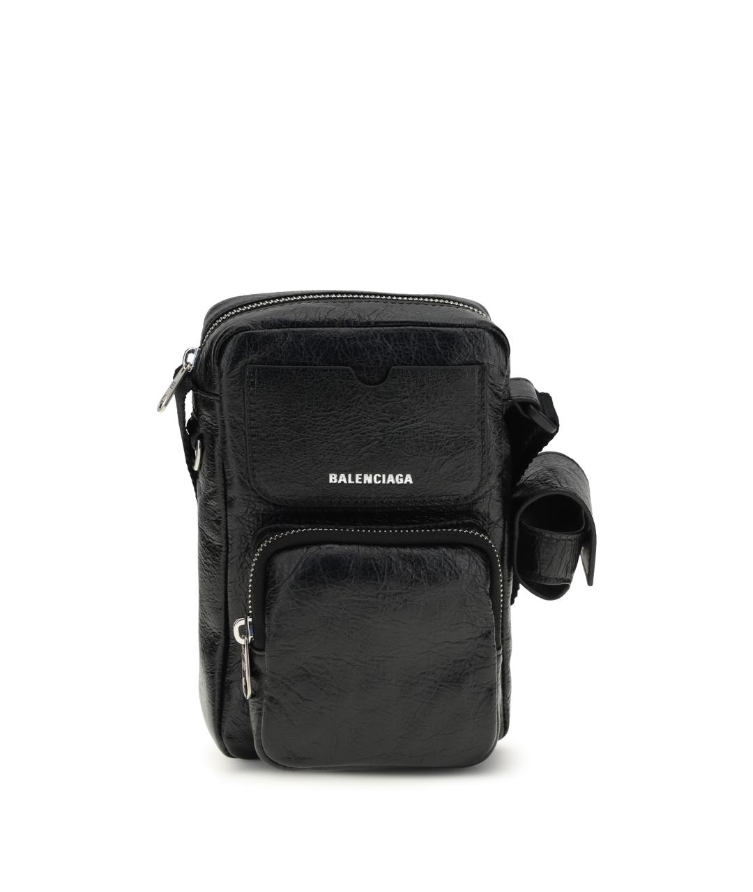 BALENCIAGA Черная кожаная сумка на плечо, фото 1