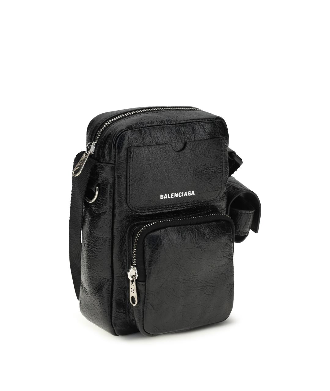 BALENCIAGA Черная кожаная сумка на плечо, фото 2