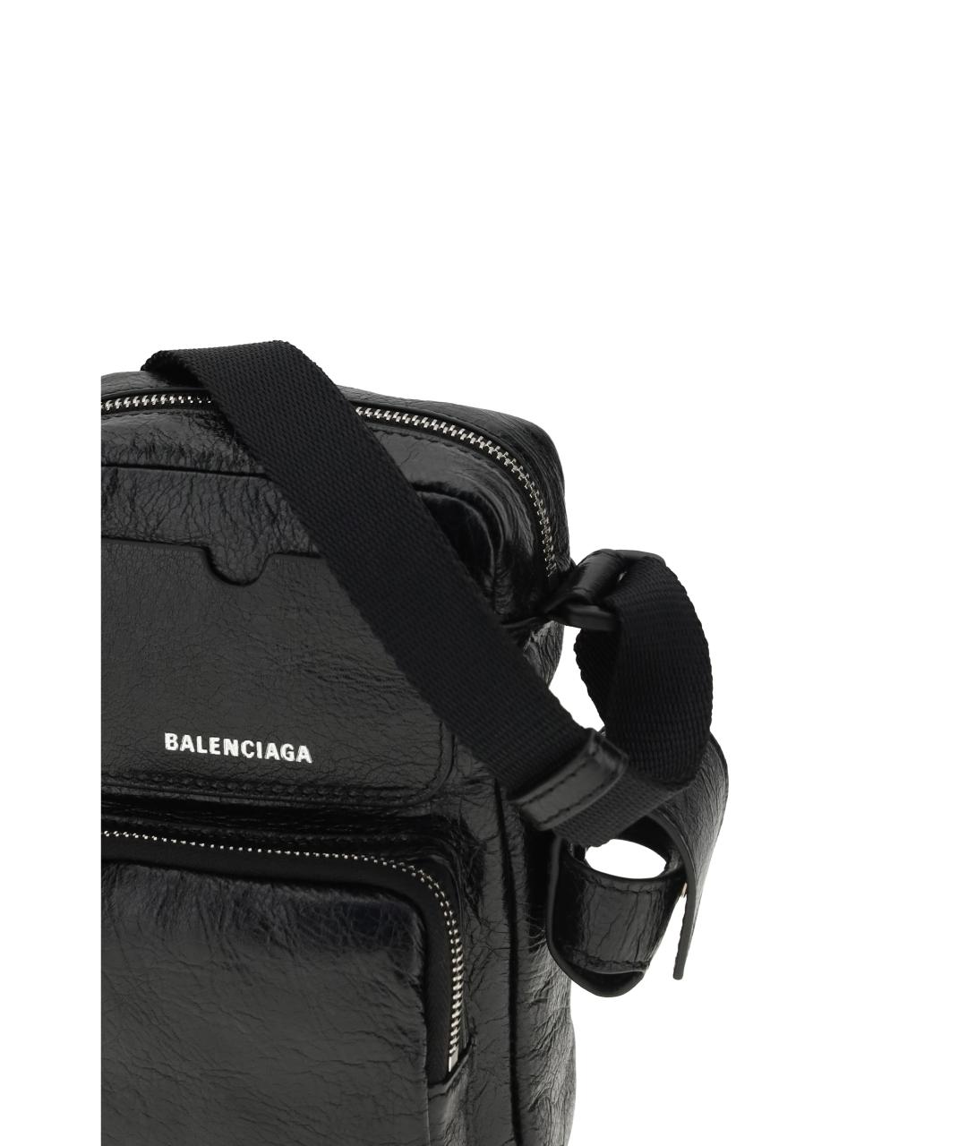 BALENCIAGA Черная кожаная сумка на плечо, фото 4