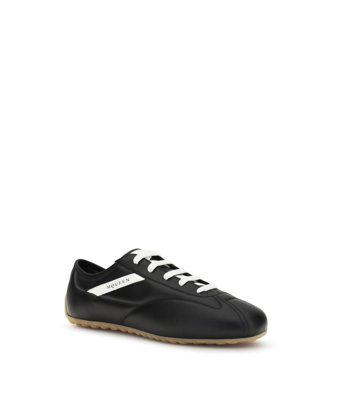 ALEXANDER MCQUEEN Черные кожаные низкие кроссовки / кеды, фото 2