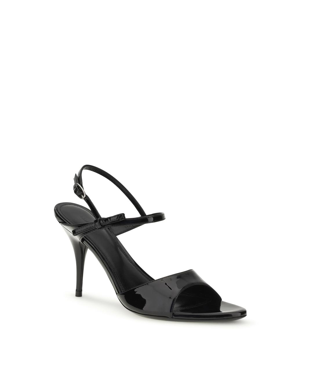 BALENCIAGA Черные босоножки из лакированной кожи, фото 2