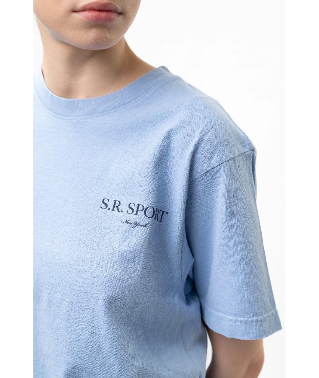SPORTY AND RICH Голубая хлопковая футболка, фото 8