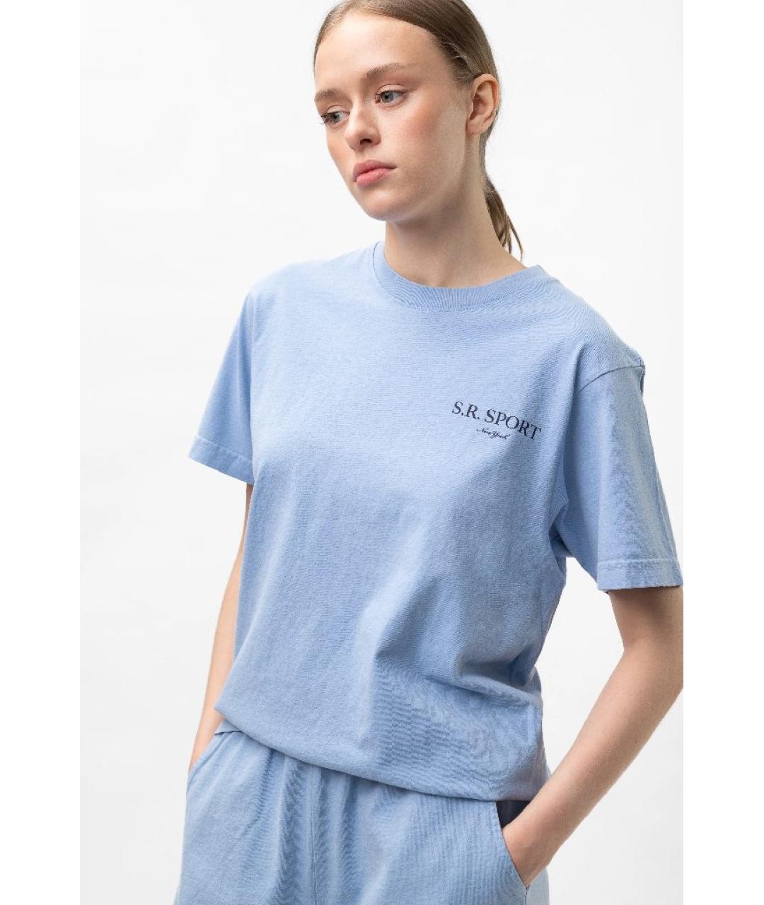 SPORTY AND RICH Голубая хлопковая футболка, фото 6