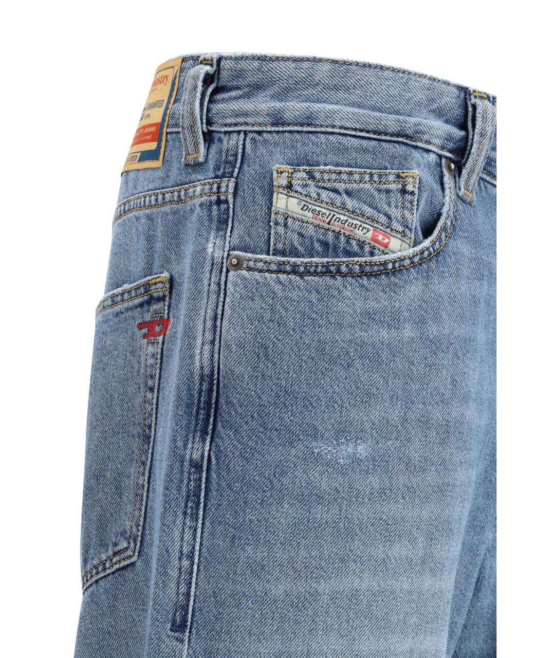 DIESEL Голубые хлопковые прямые джинсы, фото 3