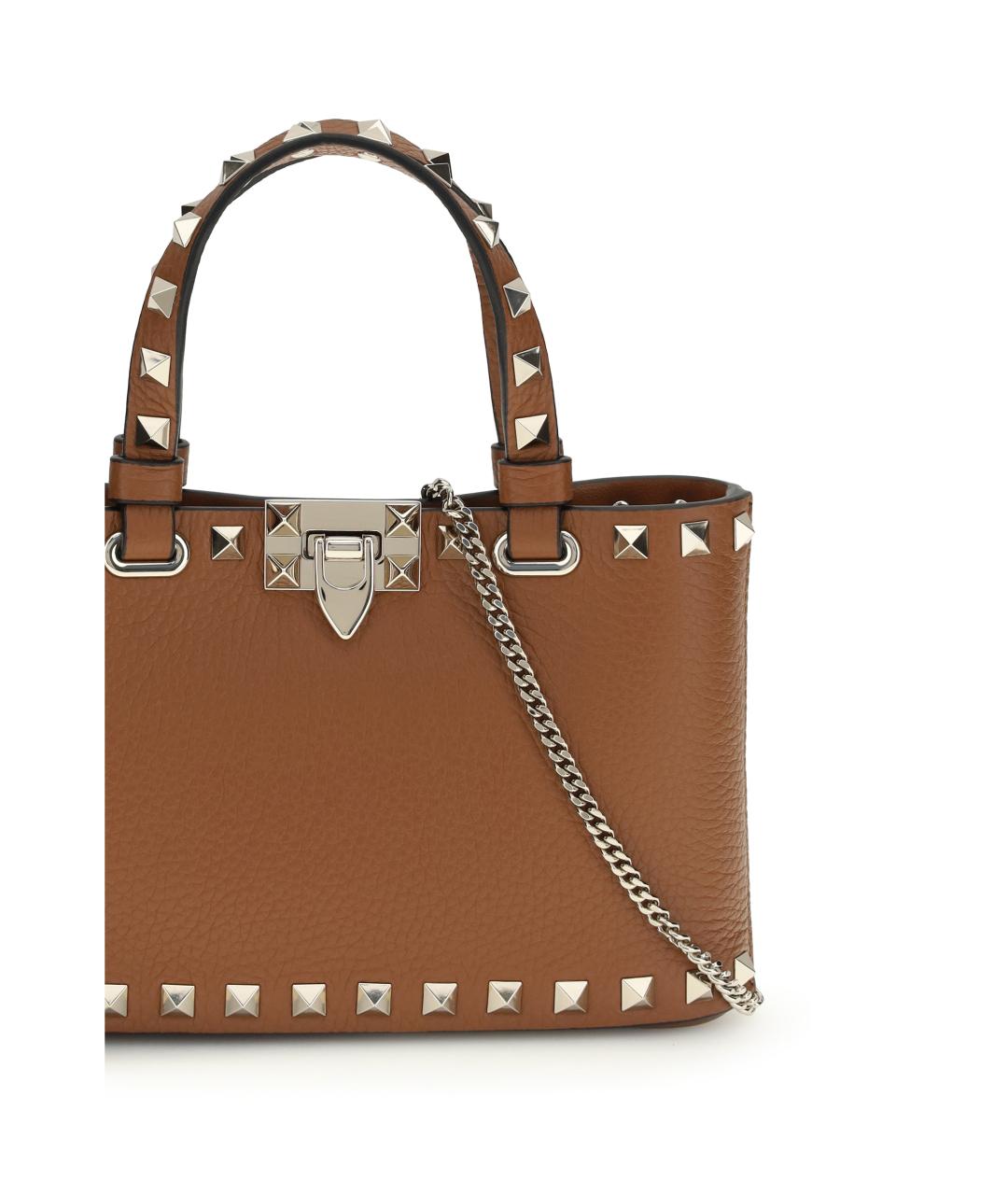 VALENTINO Коричневая кожаная сумка тоут, фото 4