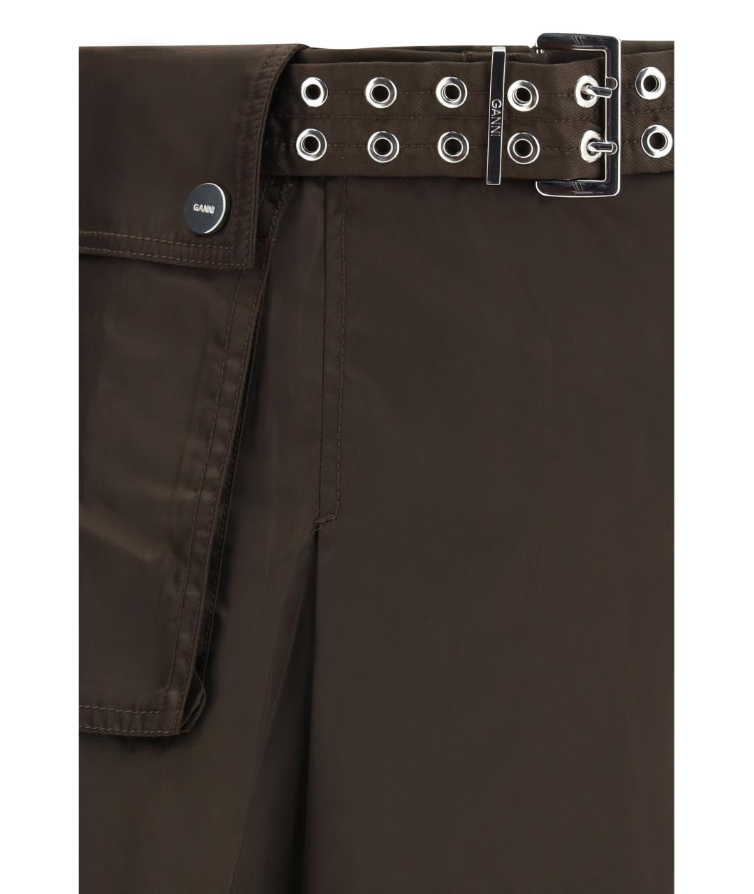 GANNI Коричневая полиамидовая юбка миди, фото 3