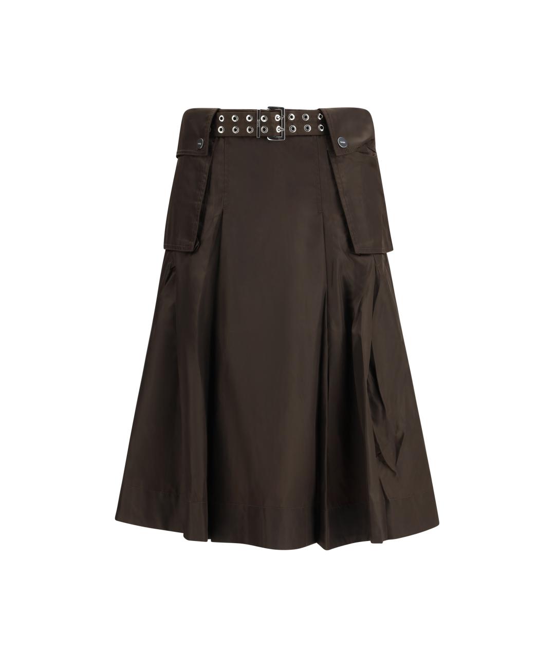GANNI Коричневая полиамидовая юбка миди, фото 1