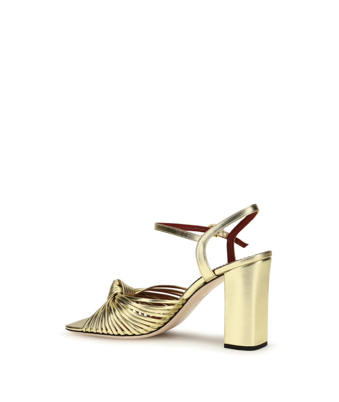 VALENTINO Золотые кожаные босоножки, фото 3