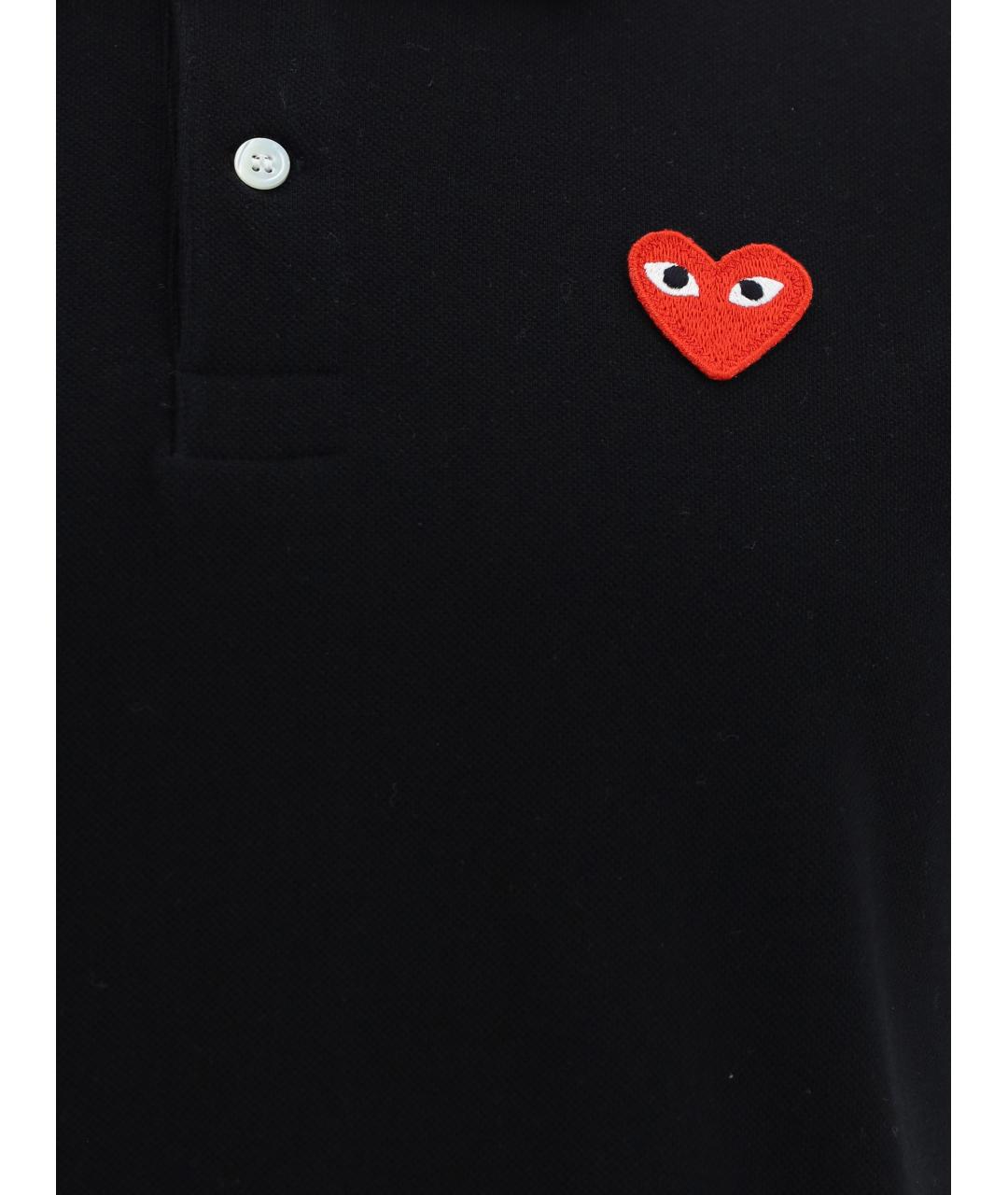 COMME DES GARÇONS PLAY Черное хлопковое поло с коротким рукавом, фото 3