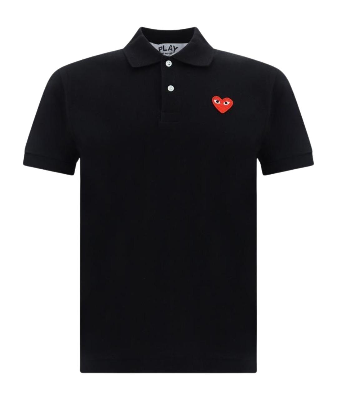 COMME DES GARÇONS PLAY Черное хлопковое поло с коротким рукавом, фото 1