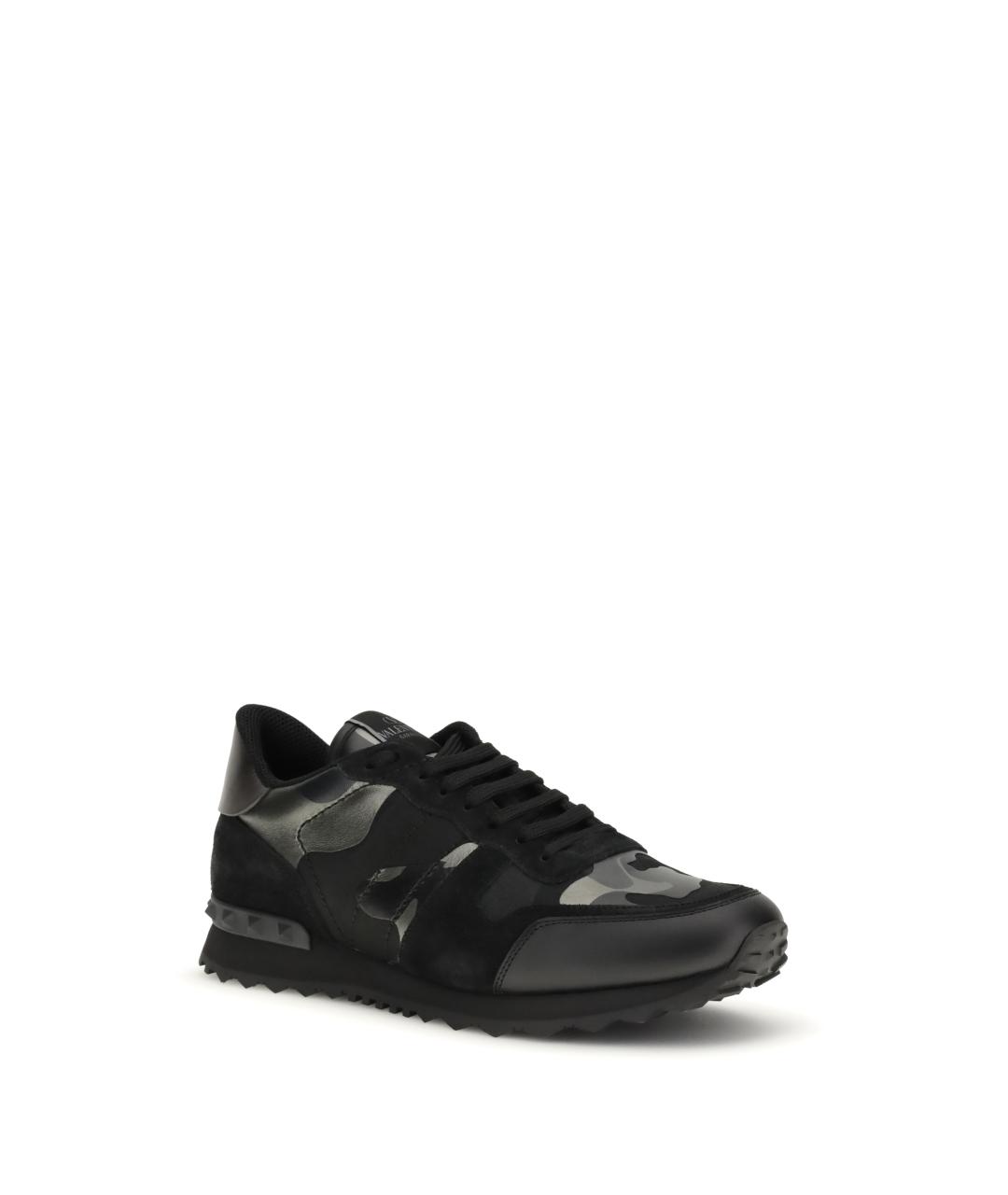 VALENTINO Черные кожаные низкие кроссовки / кеды, фото 2