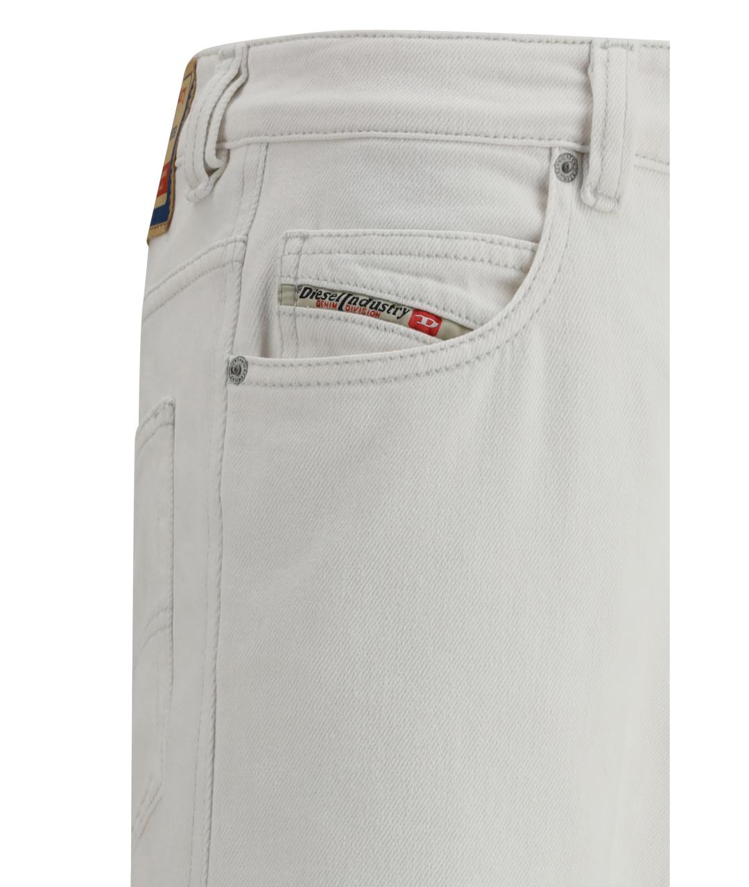 DIESEL Белые хлопко-эластановые прямые джинсы, фото 3