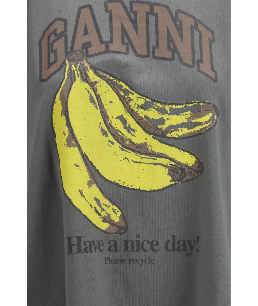 GANNI Серая хлопковая футболка, фото 3