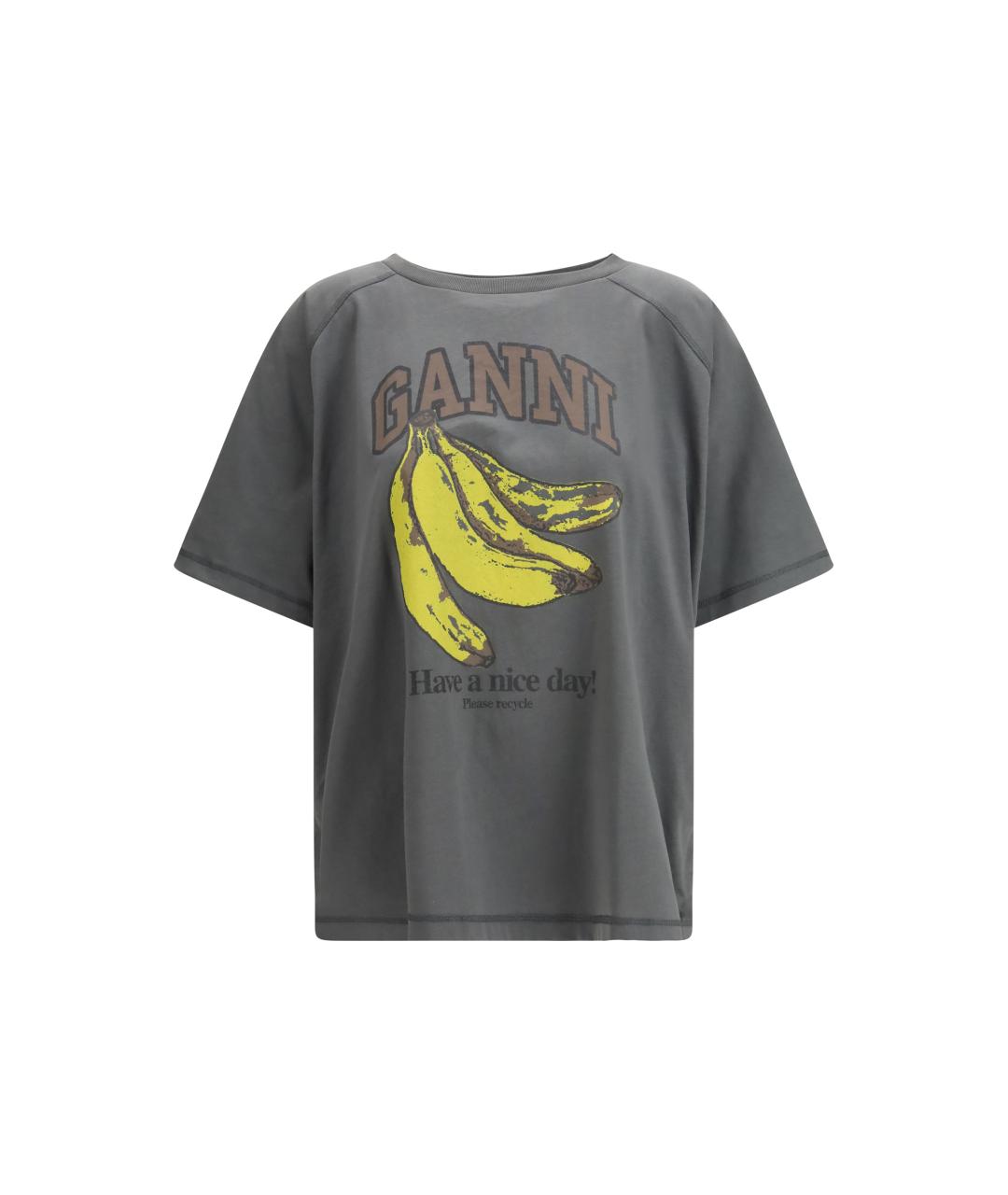 GANNI Серая хлопковая футболка, фото 4