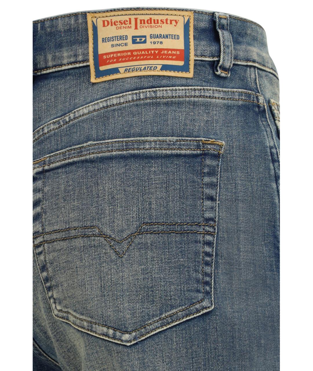 DIESEL Синие хлопко-эластановые прямые джинсы, фото 3