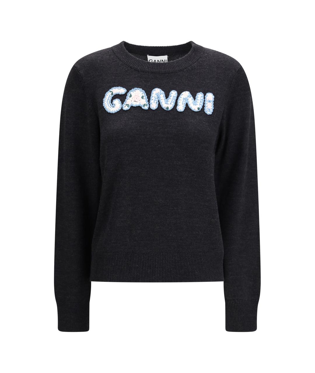 GANNI Черный шерстяной джемпер / свитер, фото 1