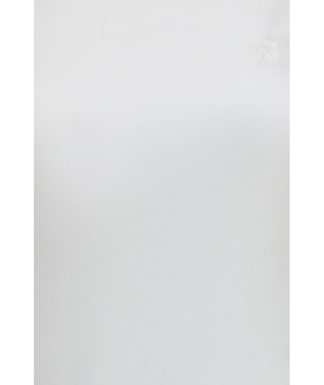 GANNI Белая хлопковая футболка, фото 3