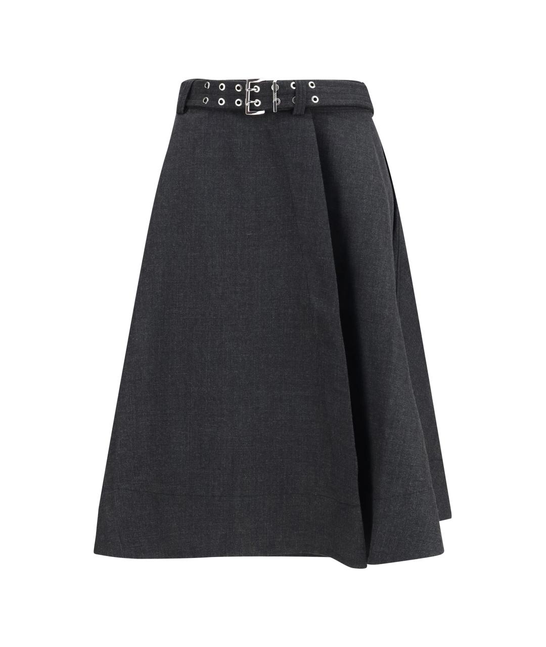 GANNI Черная шерстяная юбка миди, фото 1