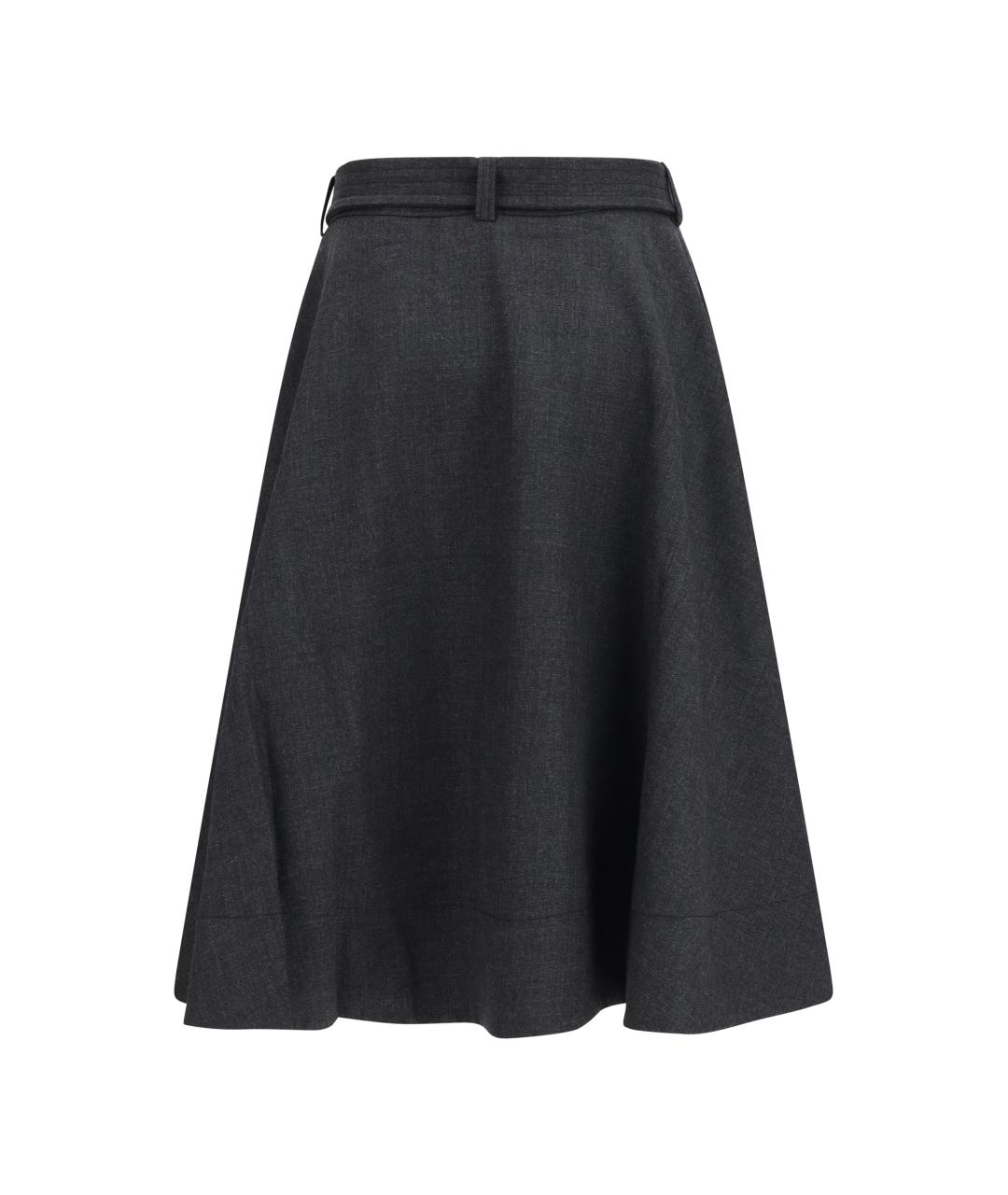 GANNI Черная шерстяная юбка миди, фото 2