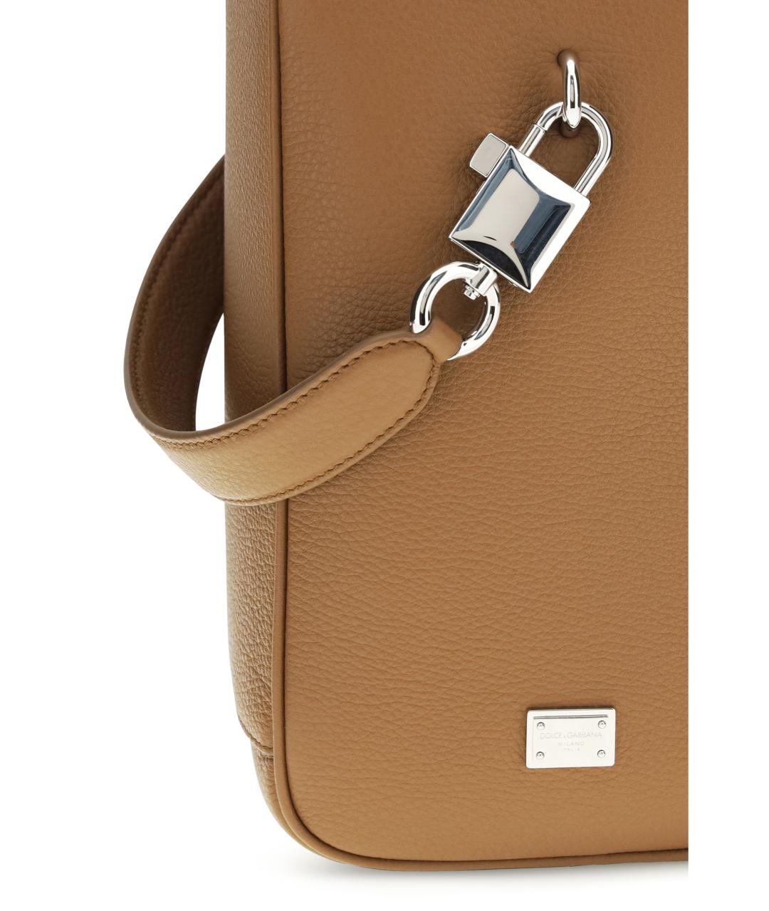 DOLCE&GABBANA Коричневая кожаная барсетка, фото 4