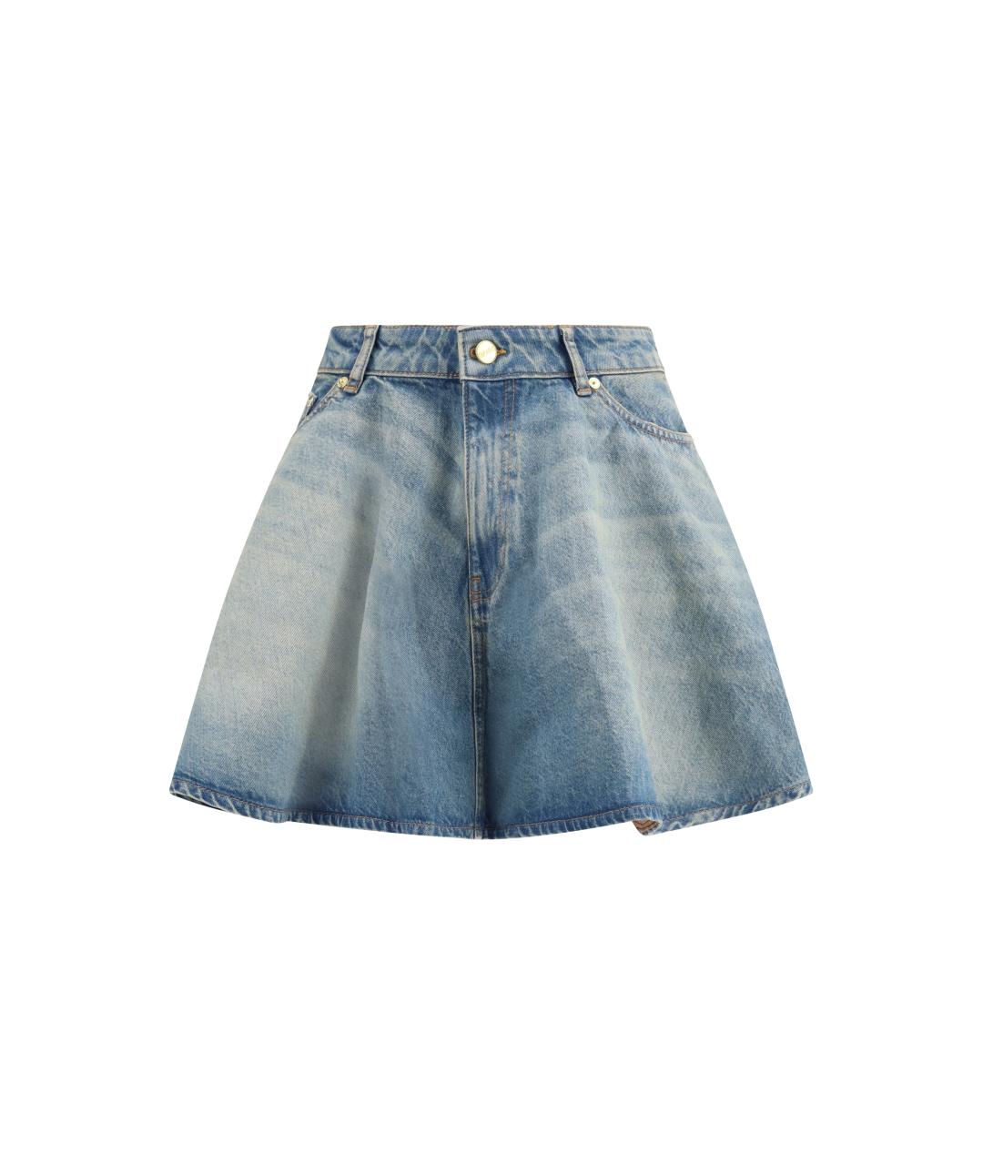 GANNI Синяя хлопковая юбка мини, фото 1