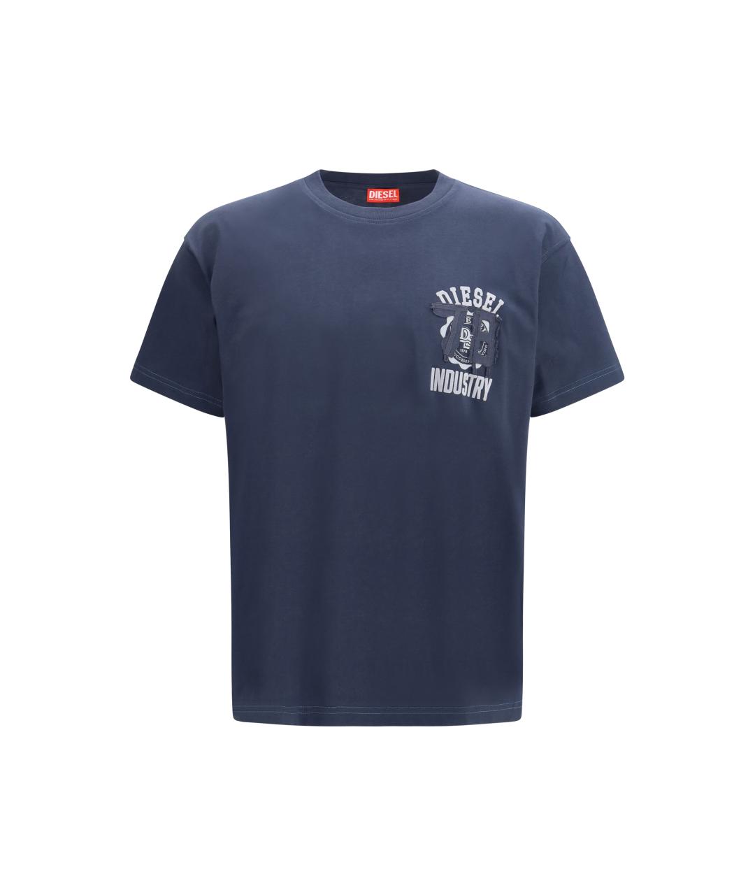 DIESEL Синяя хлопковая футболка, фото 4