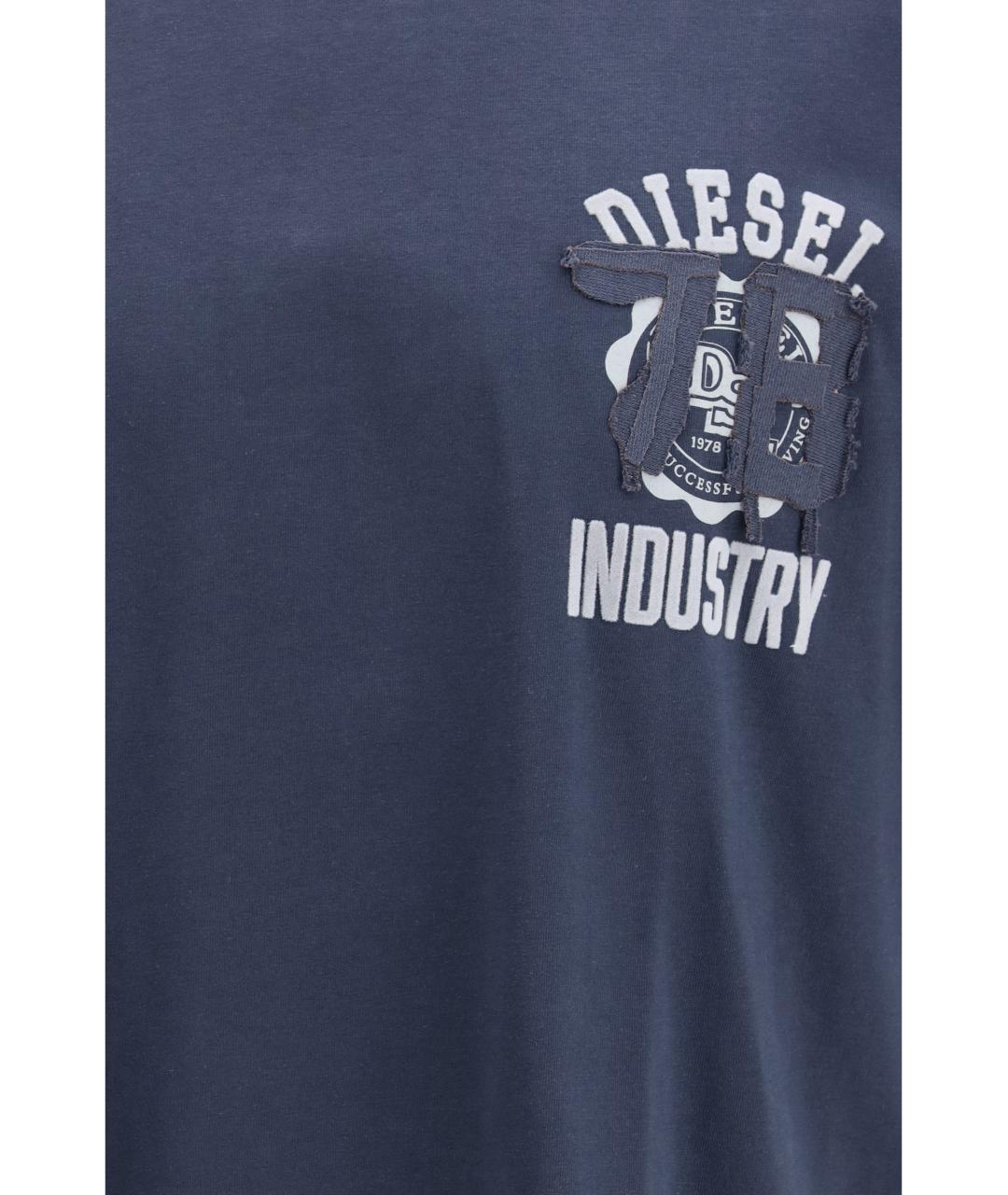 DIESEL Синяя хлопковая футболка, фото 3