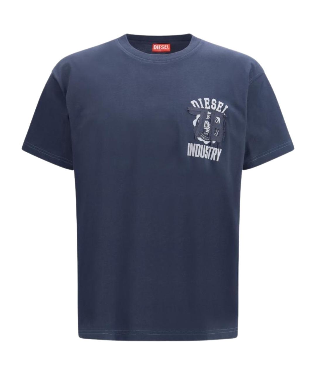 DIESEL Синяя хлопковая футболка, фото 1