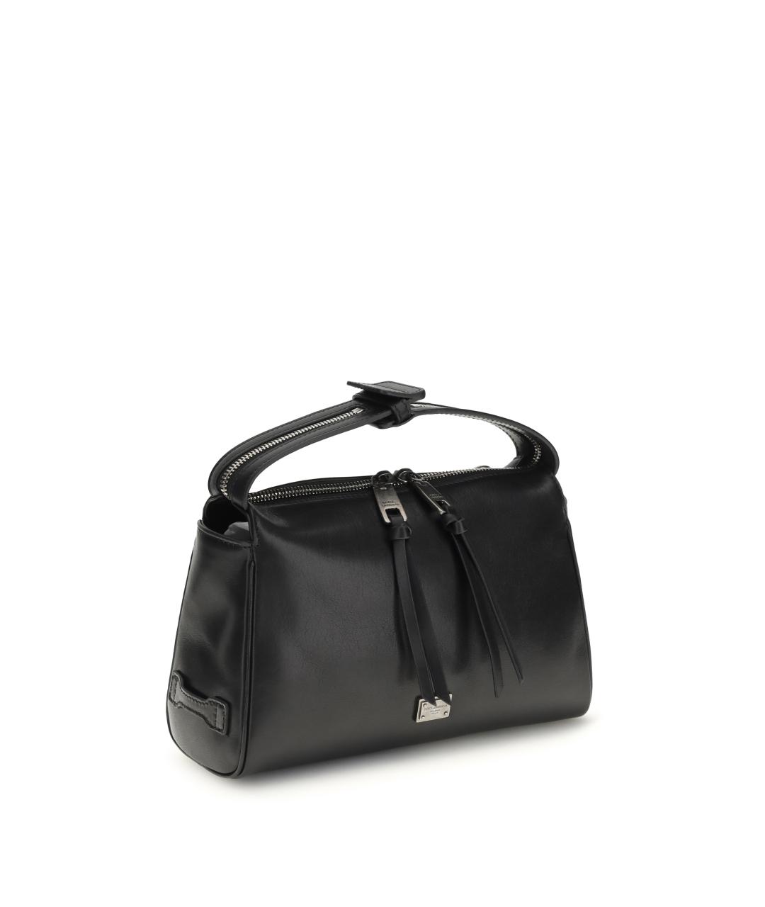 DOLCE&GABBANA Черная кожаная сумка на плечо, фото 2