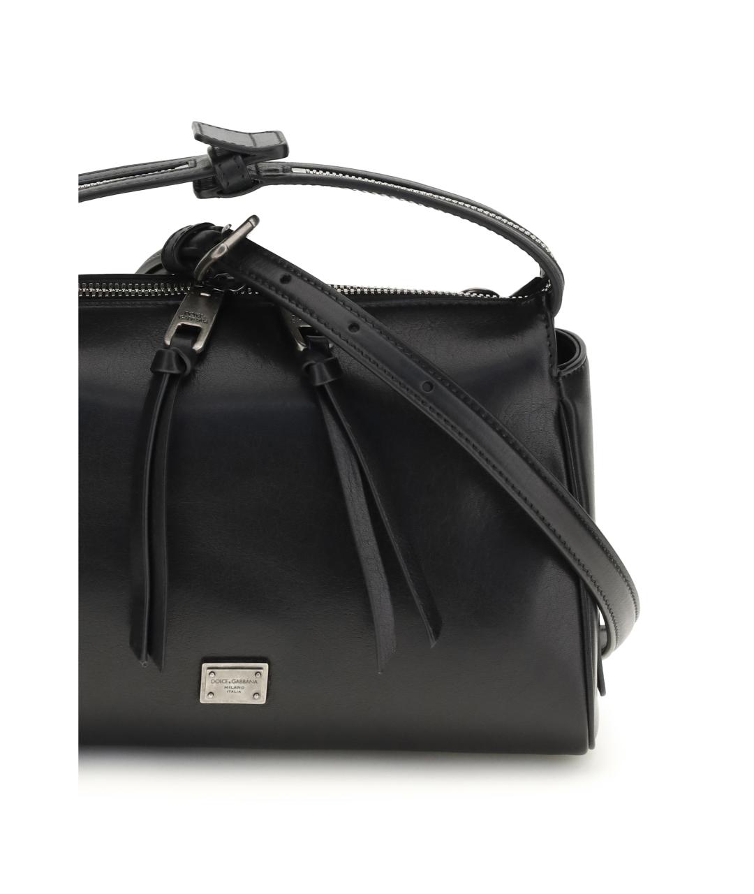 DOLCE&GABBANA Черная кожаная сумка на плечо, фото 4