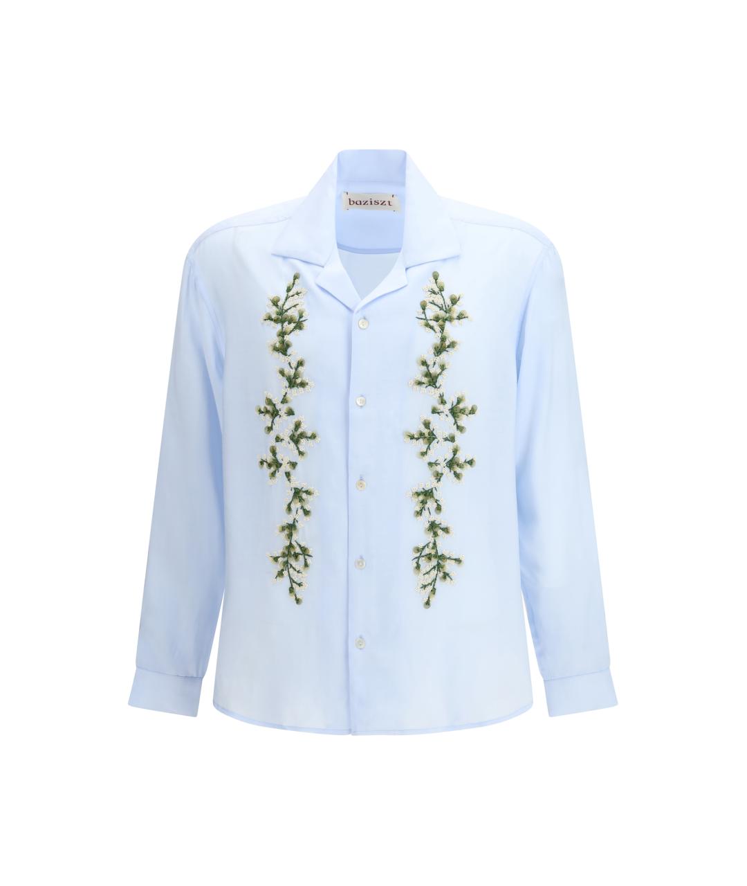 BAZISZT Голубая хлопковая классическая рубашка, фото 1