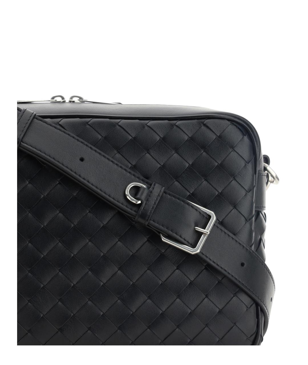BOTTEGA VENETA Черная кожаная сумка на плечо, фото 4