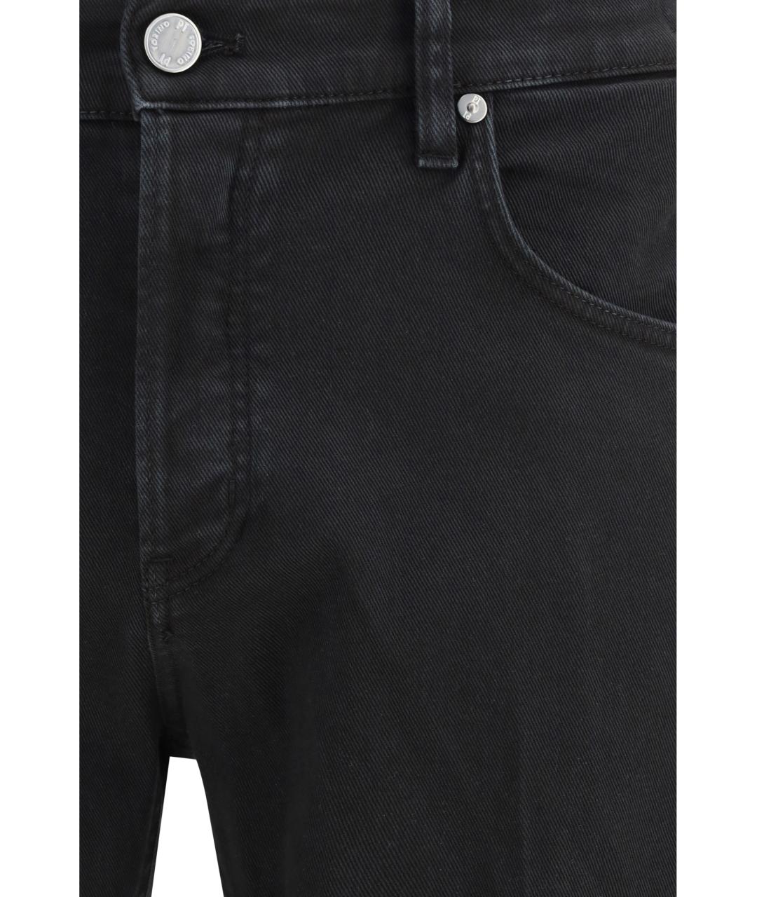 PT TORINO Черные хлопко-эластановые прямые джинсы, фото 3